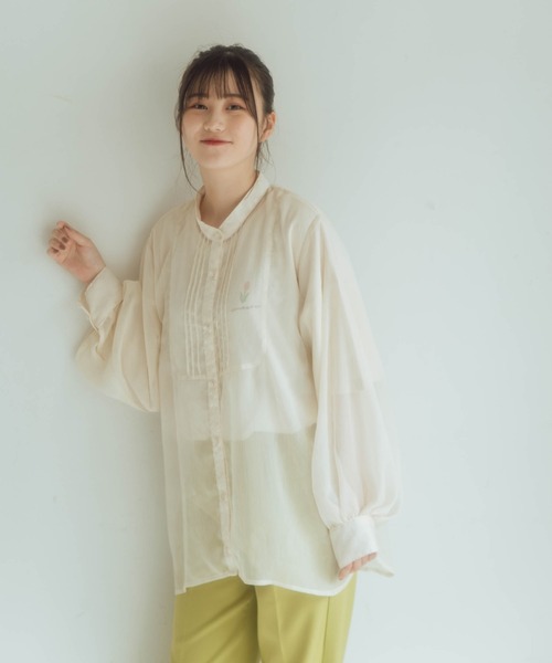 nemne store（ネンネストア）の「木漏れ日に光るシアードレスシャツ（シャツ/ブラウス・レディース・ホワイト/ライトブルー/イエロー/ブルー/ライトグリーン/アイボリー/モカ/その他1・フリー）」の10枚目の写真