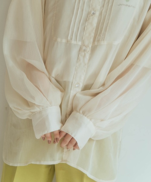 nemne store（ネンネストア）の「木漏れ日に光るシアードレスシャツ（シャツ/ブラウス・レディース・ホワイト/ライトブルー/イエロー/ブルー/ライトグリーン/アイボリー/モカ/その他1・フリー）」の12枚目の写真