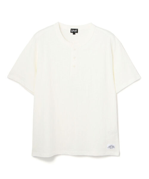 schott(ショット)の「【直営店限定】SS HENLEY NECK T-SHIRT/ヘンリーネック Tシャツ(Tシャツ/カットソー・メンズ・ホワイト/ブラック・MEDIUM/LARGE/X-LARGE/XX-LARGE)」の2枚目の写真