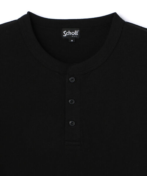 schott(ショット)の「【直営店限定】SS HENLEY NECK T-SHIRT/ヘンリーネック Tシャツ(Tシャツ/カットソー・メンズ・ホワイト/ブラック・MEDIUM/LARGE/X-LARGE/XX-LARGE)」の4枚目の写真