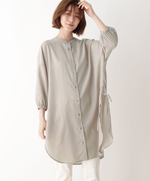 DRESKIP（ドレスキップ）の「◆サイドリボンゆるチュニックワンピース（チュニック・レディース・ブラック/オフホワイト/サンドベージュ・02/03）」の3枚目の写真