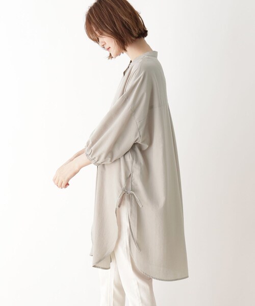 DRESKIP（ドレスキップ）の「◆サイドリボンゆるチュニックワンピース（チュニック・レディース・ブラック/オフホワイト/サンドベージュ・02/03）」の6枚目の写真