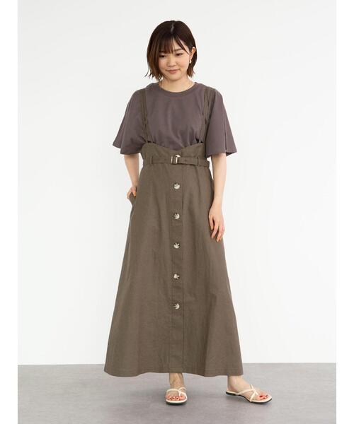 Sugar spoon（シュガースプーン）の「・SUGAR SPOON リネンベルトツキジャンスカ＊（スカート・レディース・チャコールグレー/ベージュ/カーキ/ネイビー・FREE）」の19枚目の写真