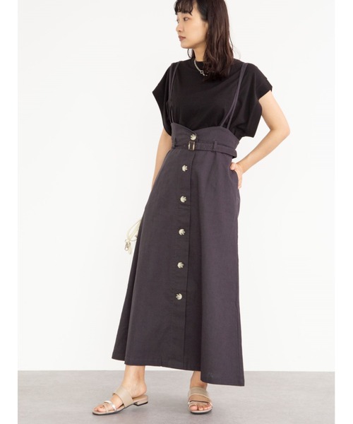 Sugar spoon（シュガースプーン）の「・SUGAR SPOON リネンベルトツキジャンスカ＊（スカート・レディース・チャコールグレー/ベージュ/カーキ/ネイビー・FREE）」の2枚目の写真