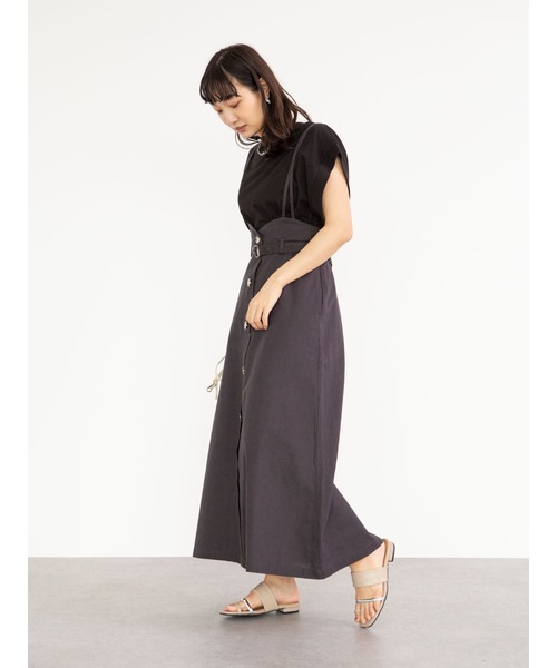 Sugar spoon（シュガースプーン）の「・SUGAR SPOON リネンベルトツキジャンスカ＊（スカート・レディース・チャコールグレー/ベージュ/カーキ/ネイビー・FREE）」の5枚目の写真