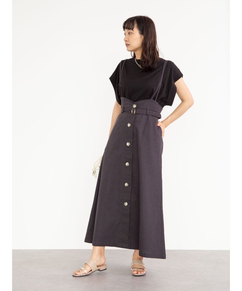 Sugar spoon（シュガースプーン）の「・SUGAR SPOON リネンベルトツキジャンスカ＊（スカート・レディース・チャコールグレー/ベージュ/カーキ/ネイビー・FREE）」の7枚目の写真