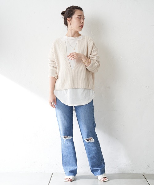 SHENERY（シーナリー）の「ダメージデニムパンツ（デニムパンツ・レディース・ブルー・38/36）」の9枚目の写真