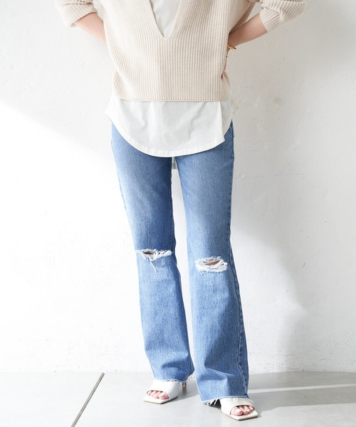 SHENERY（シーナリー）の「ダメージデニムパンツ（デニムパンツ・レディース・ブルー・38/36）」の3枚目の写真