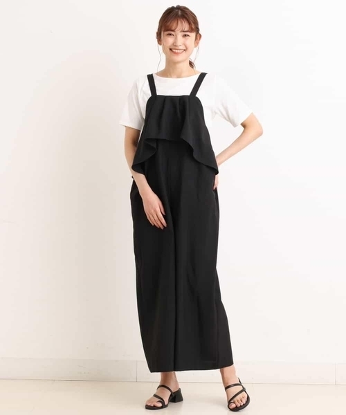 a.v.v(アーヴェヴェ)の「フリルサロペット(サロペット/オーバーオール・レディース・ベージュ/ブラック・36/40/38)」の9枚目の写真