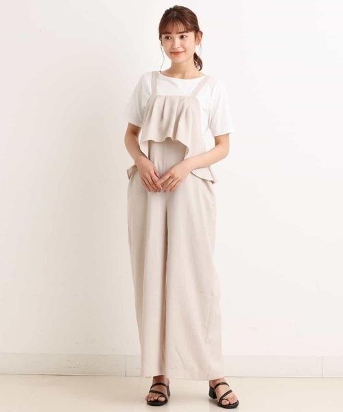 a.v.v(アーヴェヴェ)の「フリルサロペット(サロペット/オーバーオール・レディース・ベージュ/ブラック・36/40/38)」の10枚目の写真