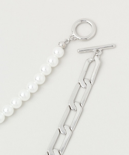 RAGEBLUE（レイジブルー）の「＜一部店舗限定＞パール/チェーンコンビネックレス/215298（ネックレス・メンズ・ホワイト/オフホワイト/その他1・FREE）」の5枚目の写真