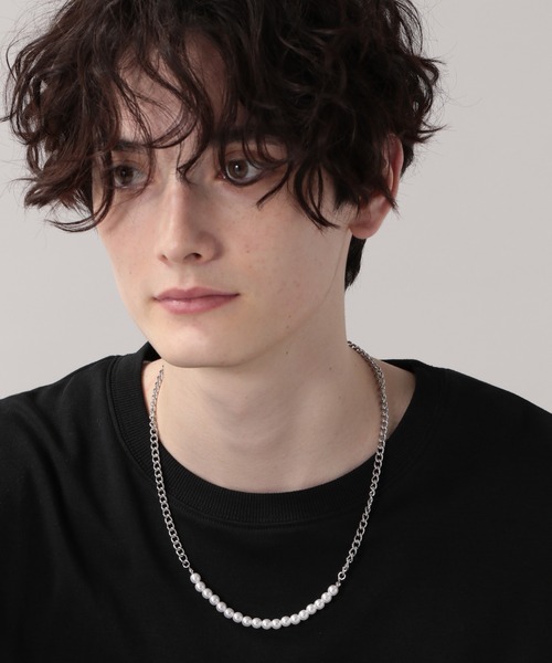RAGEBLUE（レイジブルー）の「＜一部店舗限定＞パール/チェーンコンビネックレス/215298（ネックレス・メンズ・ホワイト/オフホワイト/その他1・FREE）」の14枚目の写真