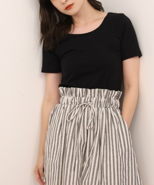 one after another NICE CLAUP（ワンアフターアナザーナイスクラップ）の「ビタミンカラーショートT（Tシャツ/カットソー・レディース・ブラック/パープル/オフホワイト/ピンク/イエロー/グリーン・フリー）」の3枚目の写真