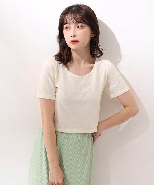 one after another NICE CLAUP（ワンアフターアナザーナイスクラップ）の「ビタミンカラーショートT（Tシャツ/カットソー・レディース・ブラック/パープル/オフホワイト/ピンク/イエロー/グリーン・フリー）」の11枚目の写真