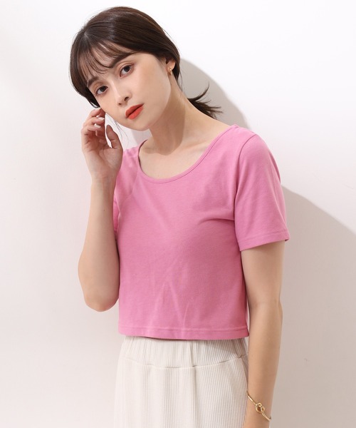 one after another NICE CLAUP（ワンアフターアナザーナイスクラップ）の「ビタミンカラーショートT（Tシャツ/カットソー・レディース・ブラック/パープル/オフホワイト/ピンク/イエロー/グリーン・フリー）」の19枚目の写真