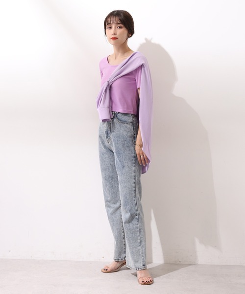 one after another NICE CLAUP（ワンアフターアナザーナイスクラップ）の「ビタミンカラーショートT（Tシャツ/カットソー・レディース・ブラック/パープル/オフホワイト/ピンク/イエロー/グリーン・フリー）」の17枚目の写真