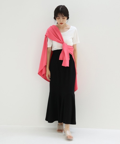 one after another NICE CLAUP（ワンアフターアナザーナイスクラップ）の「ビタミンカラーショートT（Tシャツ/カットソー・レディース・ブラック/パープル/オフホワイト/ピンク/イエロー/グリーン・フリー）」の14枚目の写真