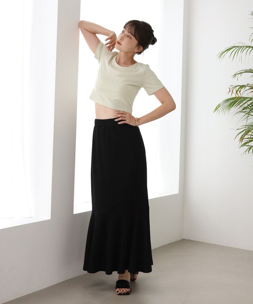 one after another NICE CLAUP（ワンアフターアナザーナイスクラップ）の「ビタミンカラーショートT（Tシャツ/カットソー・レディース・ブラック/パープル/オフホワイト/ピンク/イエロー/グリーン・フリー）」の10枚目の写真