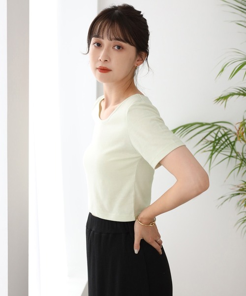 one after another NICE CLAUP（ワンアフターアナザーナイスクラップ）の「ビタミンカラーショートT（Tシャツ/カットソー・レディース・ブラック/パープル/オフホワイト/ピンク/イエロー/グリーン・フリー）」の22枚目の写真