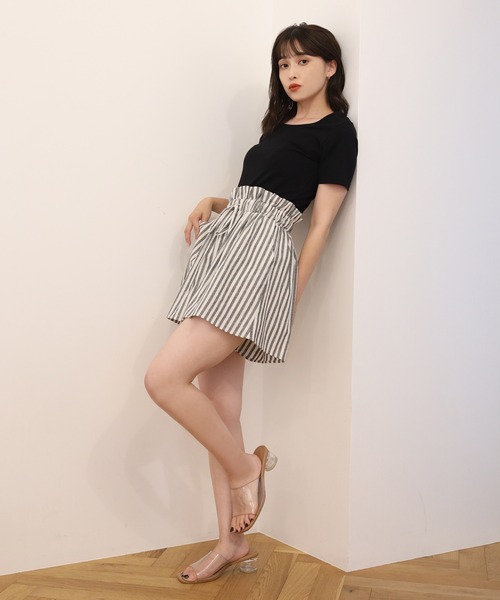 one after another NICE CLAUP（ワンアフターアナザーナイスクラップ）の「ビタミンカラーショートT（Tシャツ/カットソー・レディース・ブラック/パープル/オフホワイト/ピンク/イエロー/グリーン・フリー）」の9枚目の写真