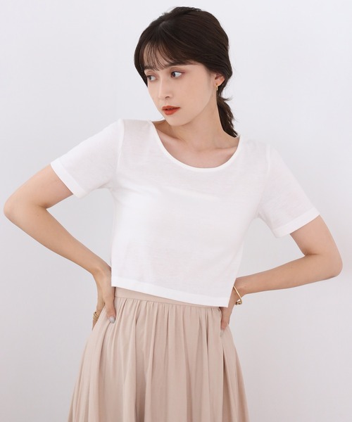 one after another NICE CLAUP（ワンアフターアナザーナイスクラップ）の「ビタミンカラーショートT（Tシャツ/カットソー・レディース・ブラック/パープル/オフホワイト/ピンク/イエロー/グリーン・フリー）」の7枚目の写真