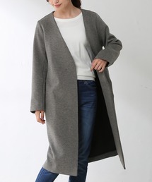 Honeys | カラーレスロングコート(ノーカラーコート)