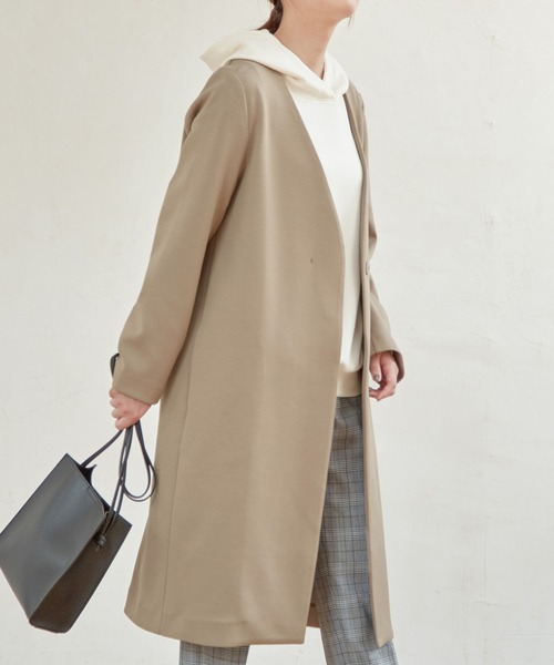 Honeys（ハニーズ）の「カラーレスロングコート（ノーカラーコート・レディース・ブラック/モカ/グレー系その他/ピンクベージュ/グレイッシュベージュ・LL/S/M/L）」の3枚目の写真