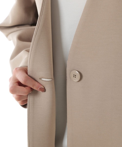 Honeys（ハニーズ）の「カラーレスロングコート（ノーカラーコート・レディース・ブラック/モカ/グレー系その他/ピンクベージュ/グレイッシュベージュ・LL/S/M/L）」の9枚目の写真