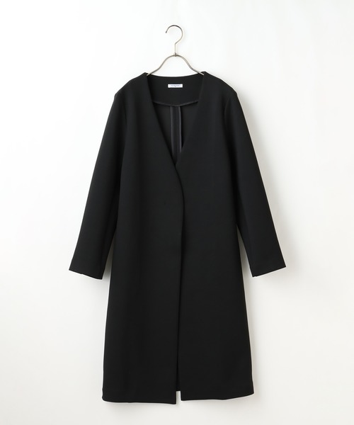 Honeys（ハニーズ）の「カラーレスロングコート（ノーカラーコート・レディース・ブラック/モカ/グレー系その他/ピンクベージュ/グレイッシュベージュ・LL/S/M/L）」の13枚目の写真