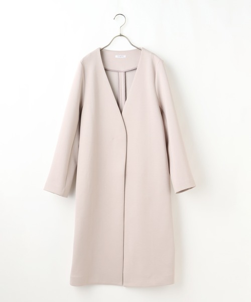 Honeys（ハニーズ）の「カラーレスロングコート（ノーカラーコート・レディース・ブラック/モカ/グレー系その他/ピンクベージュ/グレイッシュベージュ・LL/S/M/L）」の15枚目の写真