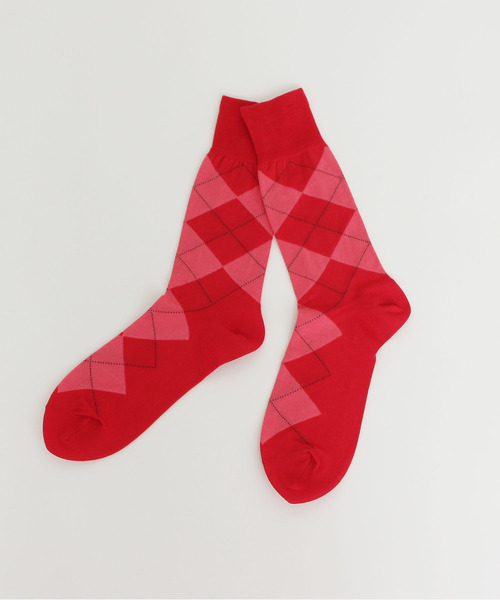 CHILD WOMAN（チャイルドウーマン）の「シルケット綿アーガイルミドルソックス（ソックス/靴下・レディース・レッド/アイボリー・FREE）」の2枚目の写真