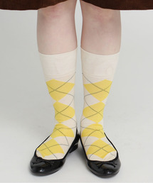 シルケット綿アーガイルミドルソックス