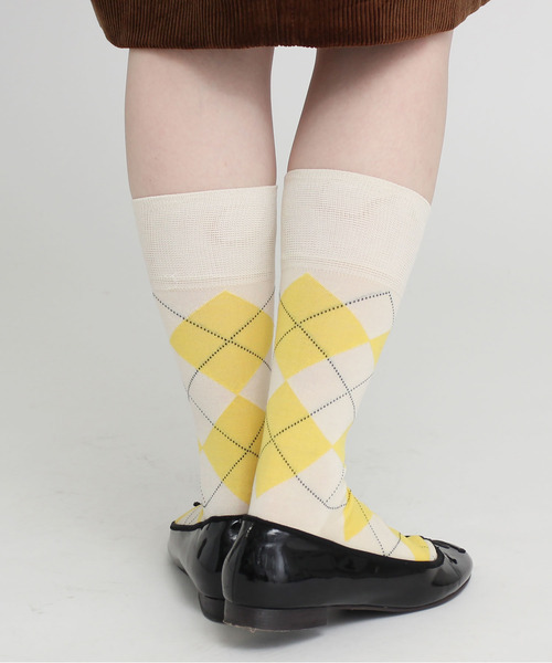 CHILD WOMAN（チャイルドウーマン）の「シルケット綿アーガイルミドルソックス（ソックス/靴下・レディース・レッド/アイボリー・FREE）」の10枚目の写真