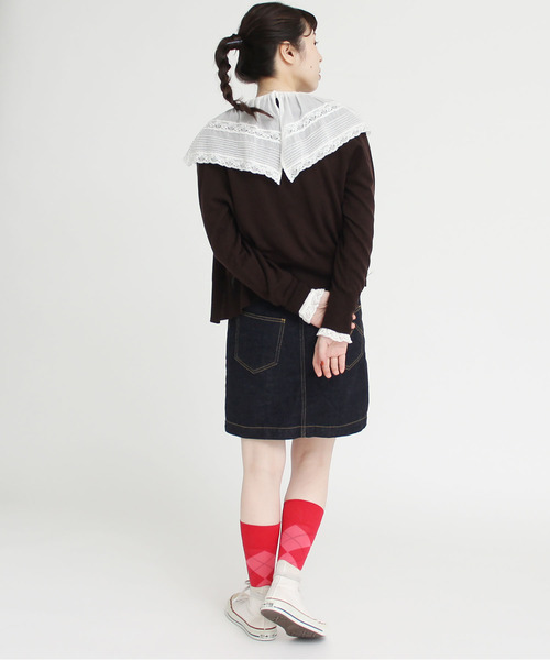 CHILD WOMAN（チャイルドウーマン）の「シルケット綿アーガイルミドルソックス（ソックス/靴下・レディース・レッド/アイボリー・FREE）」の9枚目の写真