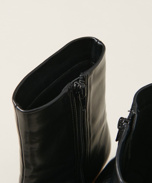 natural couture（ナチュラルクチュール）の「ウッドヒールデイリーブーツ（ブーツ・レディース・アイボリー/ブラック/ブラウン・MEDIUM/LARGE）」の6枚目の写真