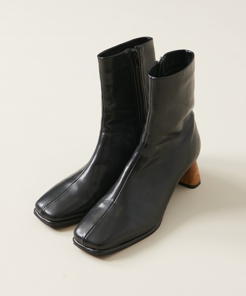 natural couture（ナチュラルクチュール）の「ウッドヒールデイリーブーツ（ブーツ・レディース・アイボリー/ブラック/ブラウン・MEDIUM/LARGE）」の18枚目の写真