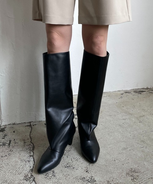 CAPRICIEUX LE'MAGE（カプリシューレマージュ）の「タックロングブーツ（ブーツ・レディース・ブラック・37/39）」の8枚目の写真