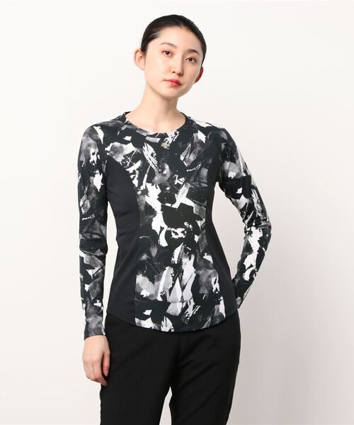 DESCENTE（デサント）の「デサント S.F.TECHグラフィックLSシャツ（Tシャツ/カットソー・レディース・ブラック/ブラック×ホワイト・XL/M/L/S）」の2枚目の写真