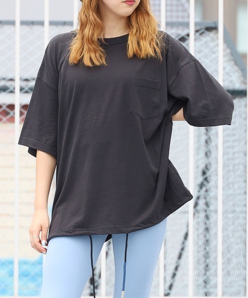 RIOT FACETASM（ライオットファセッタズム）の「RIOT FACETASM/ライオットファセッタズム DRAWSTRING TEE ボックスシルエット Tシャツ ビッグシルエット（Tシャツ/カットソー・メンズ・ホワイト/ブラック/サックスブルー・M/XL/L）」の3枚目の写真