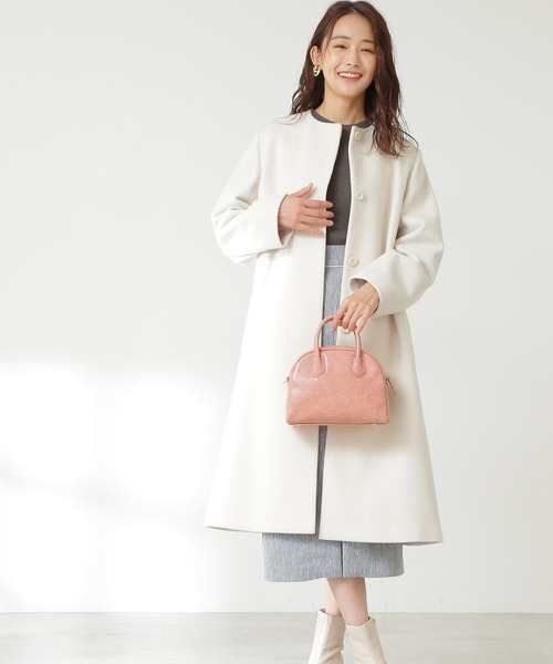 N.（N. Natural Beauty Basic）（エヌエヌナチュラルビューティーベーシック）の「【S Size Line】◆ビーバーメルトンベルラインノーカラーコート（ノーカラーコート・レディース・オフホワイト/グレー/チャコール/ライトグリーン・MEDIUM/SMALL）」の2枚目の写真