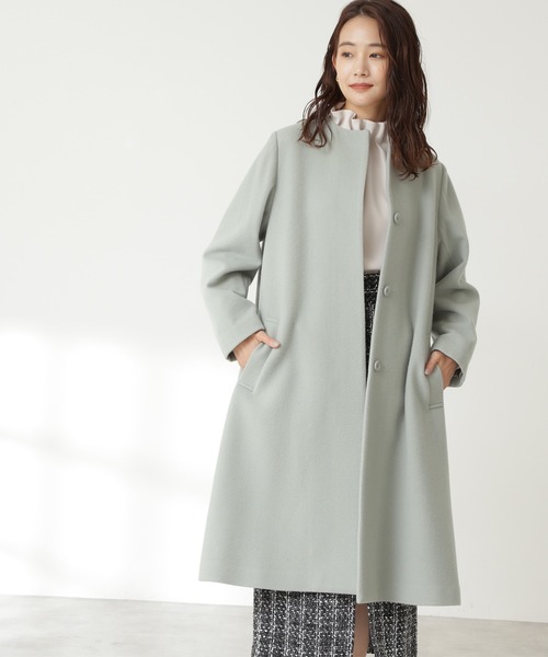 N.（N. Natural Beauty Basic）（エヌエヌナチュラルビューティーベーシック）の「【S Size Line】◆ビーバーメルトンベルラインノーカラーコート（ノーカラーコート・レディース・オフホワイト/グレー/チャコール/ライトグリーン・MEDIUM/SMALL）」の17枚目の写真