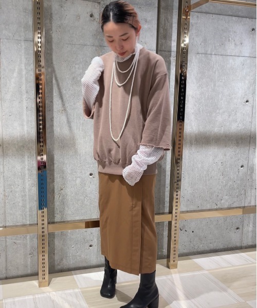 603（ロクマルサン）の「603 CREW NECK HALF SLEEVE TOPS（スウェット・レディース・ライトブラウン・FREE）」の4枚目の写真