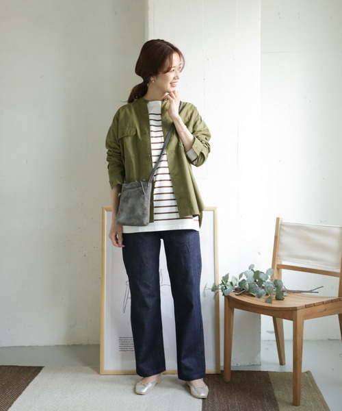 URBAN RESEARCH DOORS（アーバンリサーチドアーズ）の「コットンミリタリースタンドシャツ（シャツ/ブラウス・レディース・カーキ/ネイビー・ONE）」の8枚目の写真