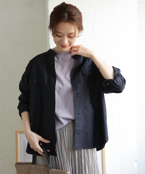 URBAN RESEARCH DOORS（アーバンリサーチドアーズ）の「コットンミリタリースタンドシャツ（シャツ/ブラウス・レディース・カーキ/ネイビー・ONE）」の11枚目の写真