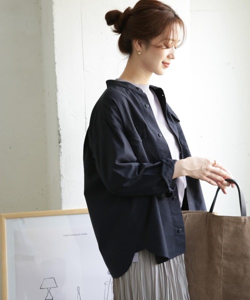 URBAN RESEARCH DOORS（アーバンリサーチドアーズ）の「コットンミリタリースタンドシャツ（シャツ/ブラウス・レディース・カーキ/ネイビー・ONE）」の12枚目の写真