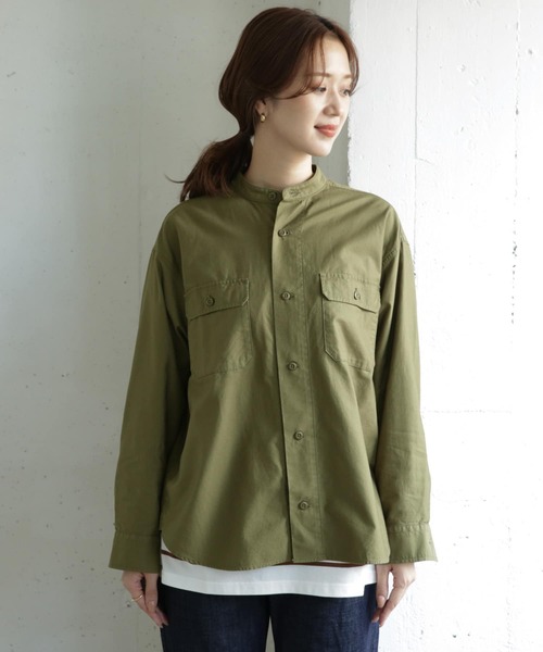 URBAN RESEARCH DOORS（アーバンリサーチドアーズ）の「コットンミリタリースタンドシャツ（シャツ/ブラウス・レディース・カーキ/ネイビー・ONE）」の17枚目の写真