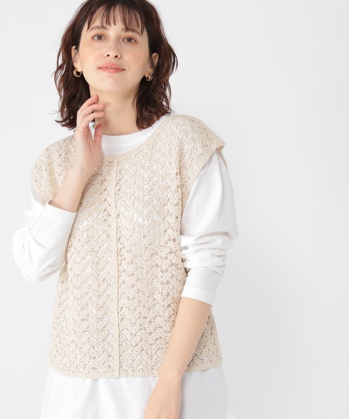 studio CLIP（スタディオクリップ）の「クロシェレースベスト（ベスト・レディース・その他2/その他1・FREE）」の2枚目の写真