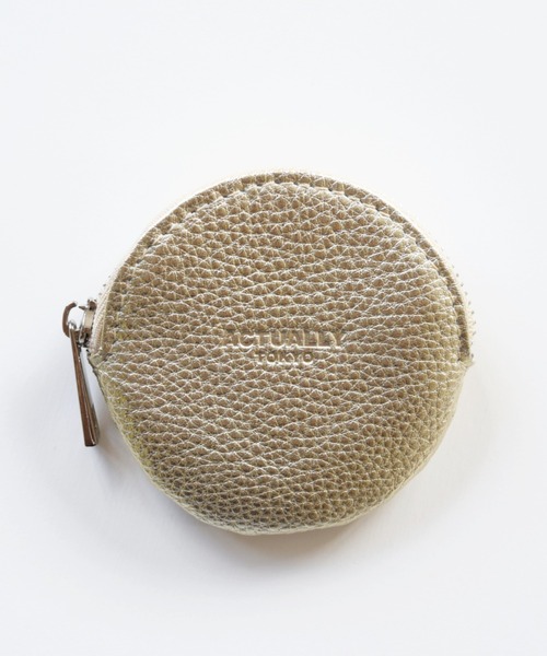 Actually(アクチュアリー)の「本革 ラウンドケース 財布 小物入れ(コインケース・レディース・ブラック/ピンク/シルバー/グリーン/グレー/ゴールド/ベージュ/レモンイエロー/ラベンダー/グリーン系・フリー)」の1枚目の写真