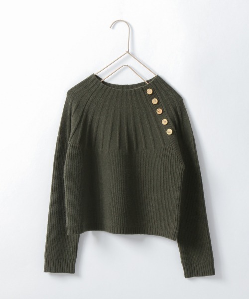 LOWRYS FARM（ローリーズファーム）の「ボタンツキボトルネックニット　218918（ニット/セーター・キッズ・ブラウン/カーキ/アイボリー・110cm/120cm/130cm）」の3枚目の写真