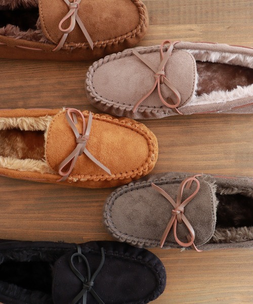 LibertyDoll(リバティードール)の「LibertyDoll フラットモカシンレースボアスリッポンシューズ(モカシン/デッキシューズ・レディース・ライトグレー/ブラック/ダークブラウン/ダークグレー/キャメル/レオパード/ベージュ/ネイビー・LL/S/M/L)」の9枚目の写真